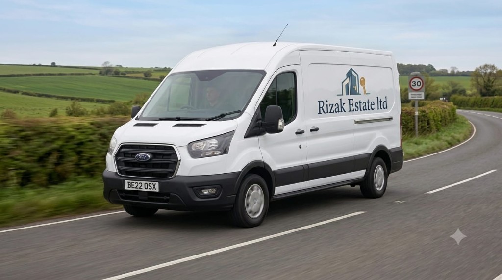 Rizak Estate Ltd white Ford Transit van